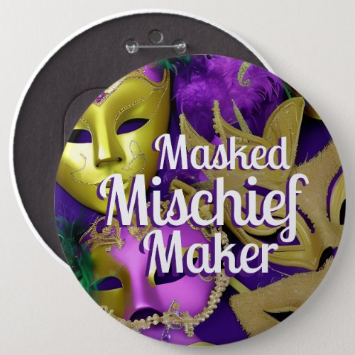 Mardi Gras Purple and Gold Masquerade Masks  Button