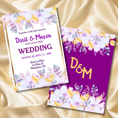 Mardi Gras Purple and Gold  Soft Purple Floral Invitation