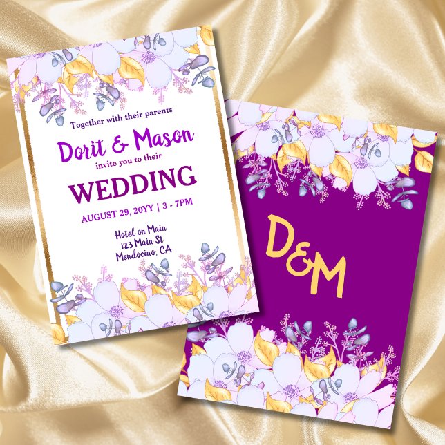 Mardi Gras Purple and Gold | Soft Purple Floral Invitation (Creator Uploaded)