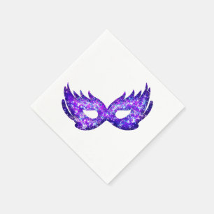 Mardi Gras Purple Glitter Mask Napkins