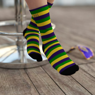 Mardi Gras Purple Gold and Green Striped Socks