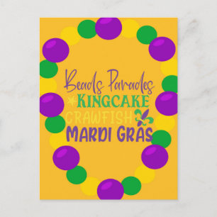 Mardi Gras Purple Gold Beads Postcard
