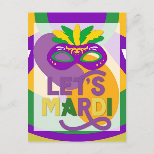 Mardi Gras Purple Gold Mask Postcard