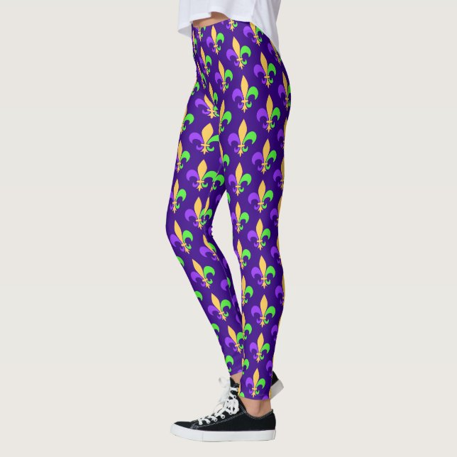 Mardi Gras Purple Green and Gold New Orleans Leggings (Left)