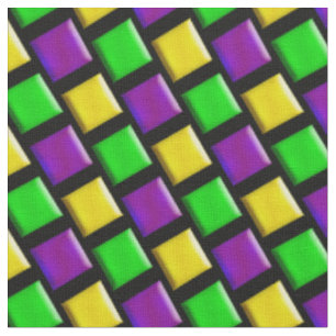 Mardi Gras Purple Green Yellow Pattern Fabric