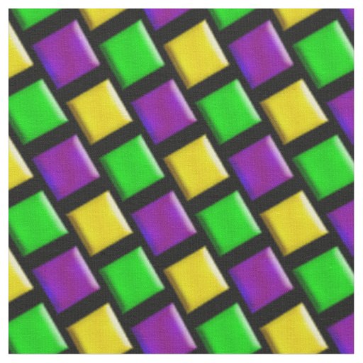 Mardi Gras Purple Green Yellow Pattern Fabric