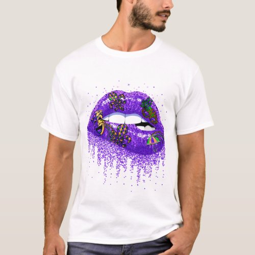 Mardi Gras Purple Lips T_Shirt