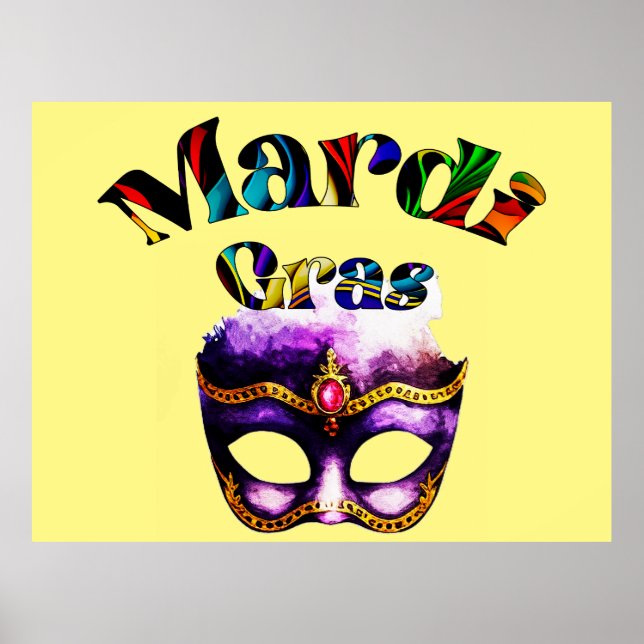 Mardi Gras - Purple Mask Fat Tuesday New Orleans Poster (Front)