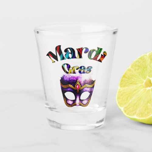 Mardi Gras _ Purple Mask Fat Tuesday New Orleans Shot Glass