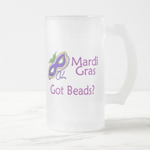 Mardi Gras Purple Mask Frosted Glass Beer Mug