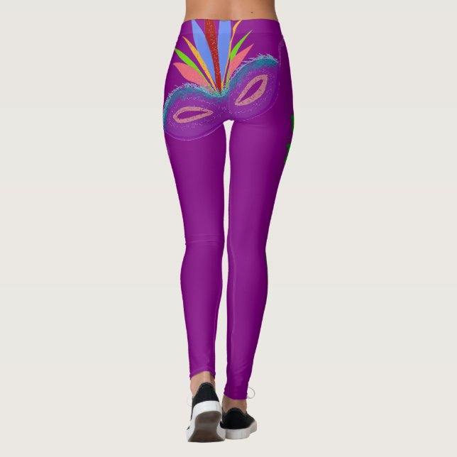 Mardi Gras Purple Mask Leggings (Back)