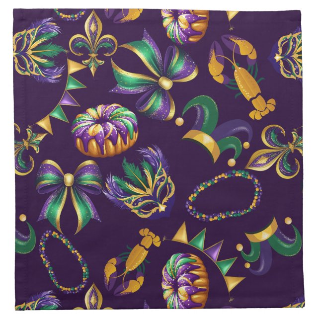 Mardi Gras Purple Pattern Cloth Napkin (Front)