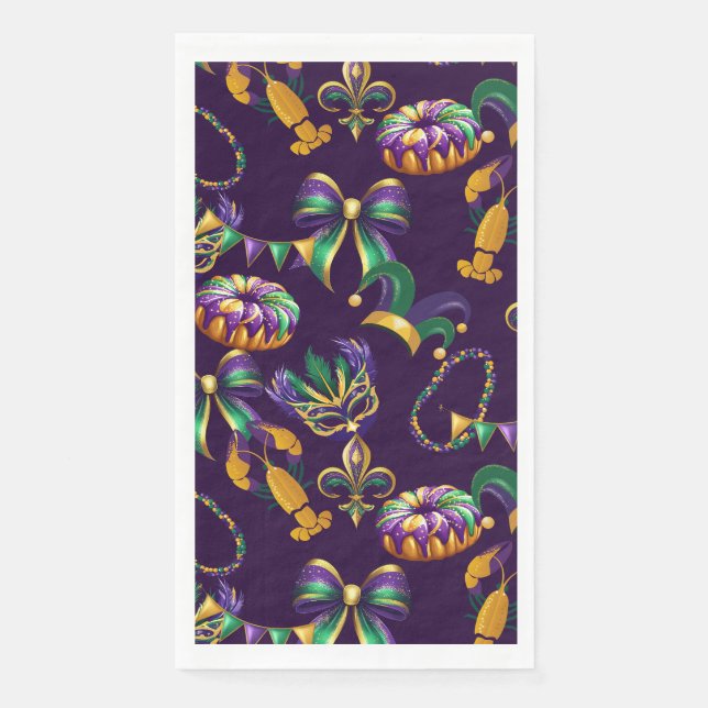 Mardi Gras Purple Pattern Paper Guest Towels (Front)