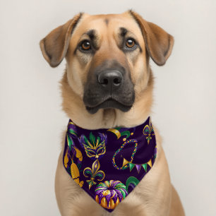 Mardi Gras Purple Pattern Pet Bandana Collar