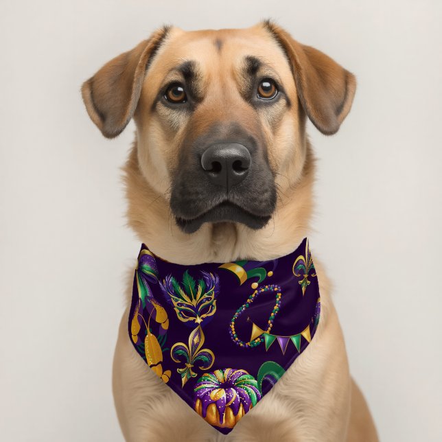 Mardi Gras Purple Pattern Pet Bandana Collar (Dog 2)