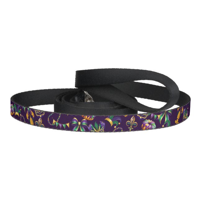 Mardi Gras Purple Pattern Pet Leash (Handle)