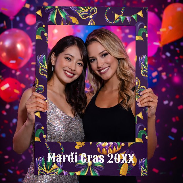 Mardi Gras Purple Pattern Selfie Frame (Party)