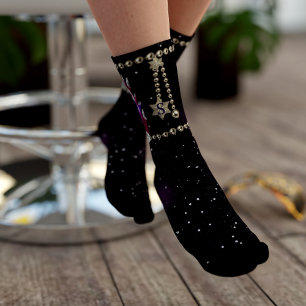 Mardi Gras Purple Pendant Carnival Socks
