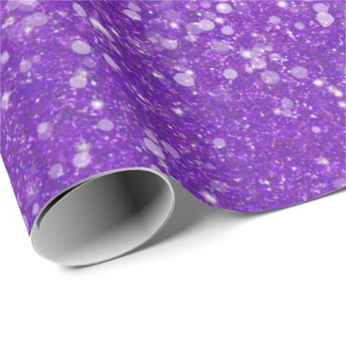 Mardi Gras Purple Solid Color Faux Glitter Bling Wrapping Paper