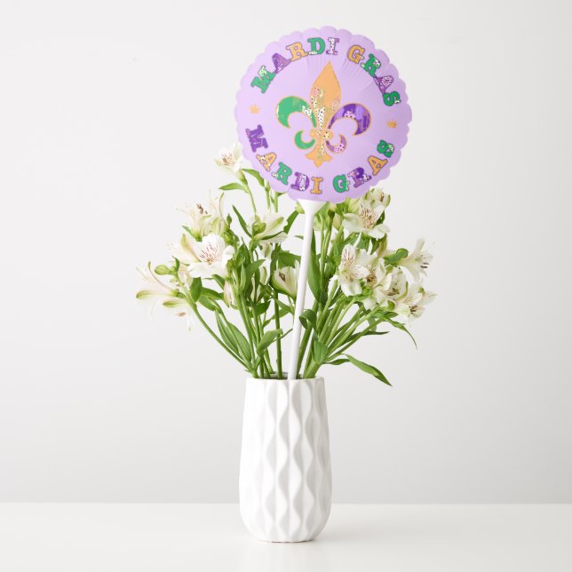 Mardi Gras Purple Yellow Green Balloon (Vase)