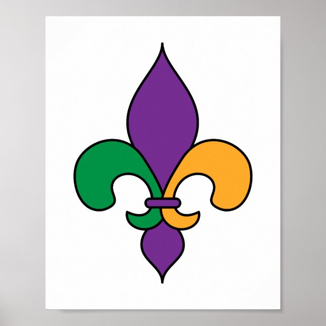 Mardi Gras Purple Yellow Green Fleur de Lis Poster (Front)