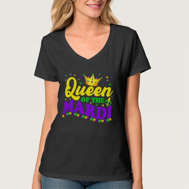 Mardi Gras Queen Crow  Mardi Gras Beads Carnival O T-Shirt (Front)