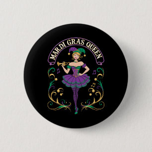 Mardi Gras Queen Fun Carnival Mardi Gras For Women Button