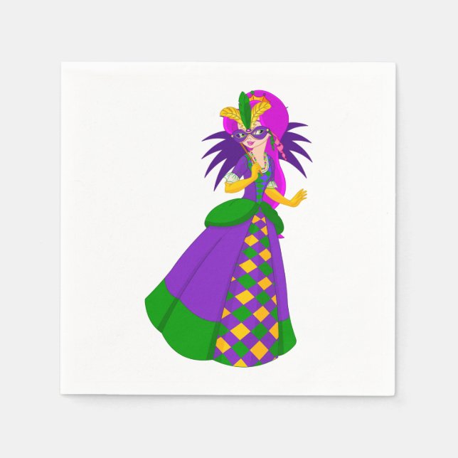 Mardi Gras Queen Masquerade Ball Napkins (Front)