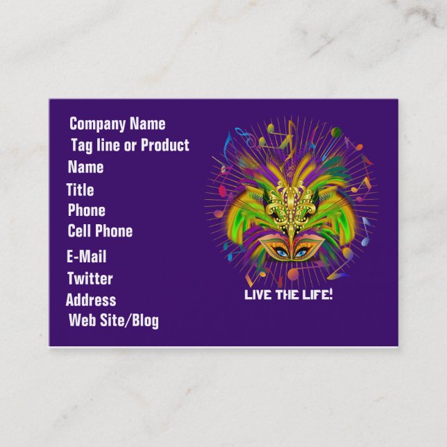Mardi Gras Queen Style 3 View Notes Plse Business Card (Front)