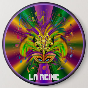 Mardi Gras Queen Style 3 View Notes Plse Pinback Button