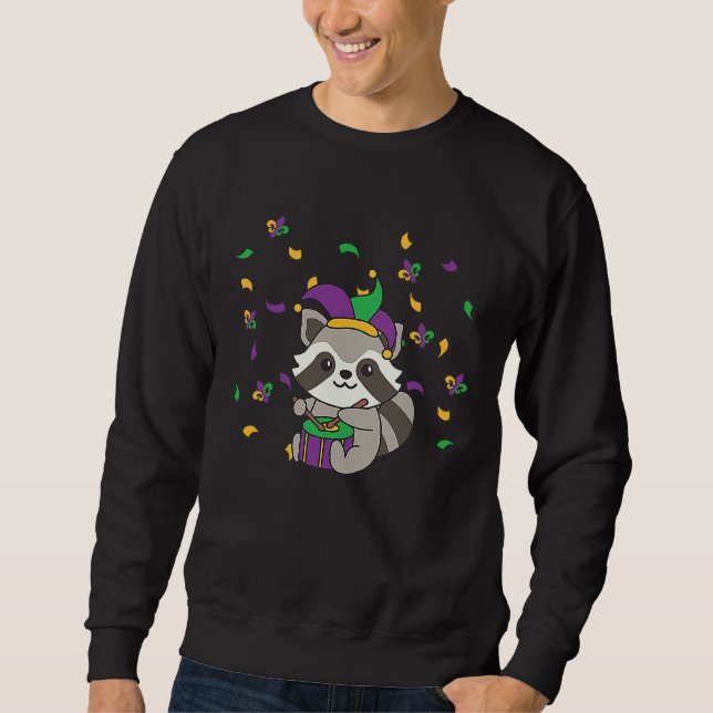 Mardi Gras Raccoon With Drum Mardi Gras Costume Sweatshirt (Front)