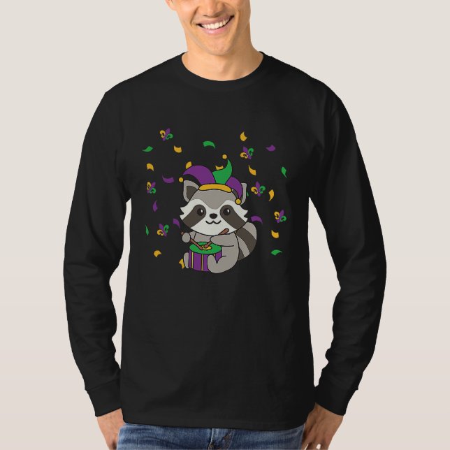 Mardi Gras Raccoon With Drum Mardi Gras Costume T-Shirt (Front)