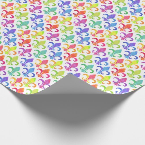 Mardi Gras Rainbow Fleur de lis Pattern Wrapping Paper
