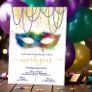 Mardi Gras Rainbow Watercolor Masquerade Party Invitation
