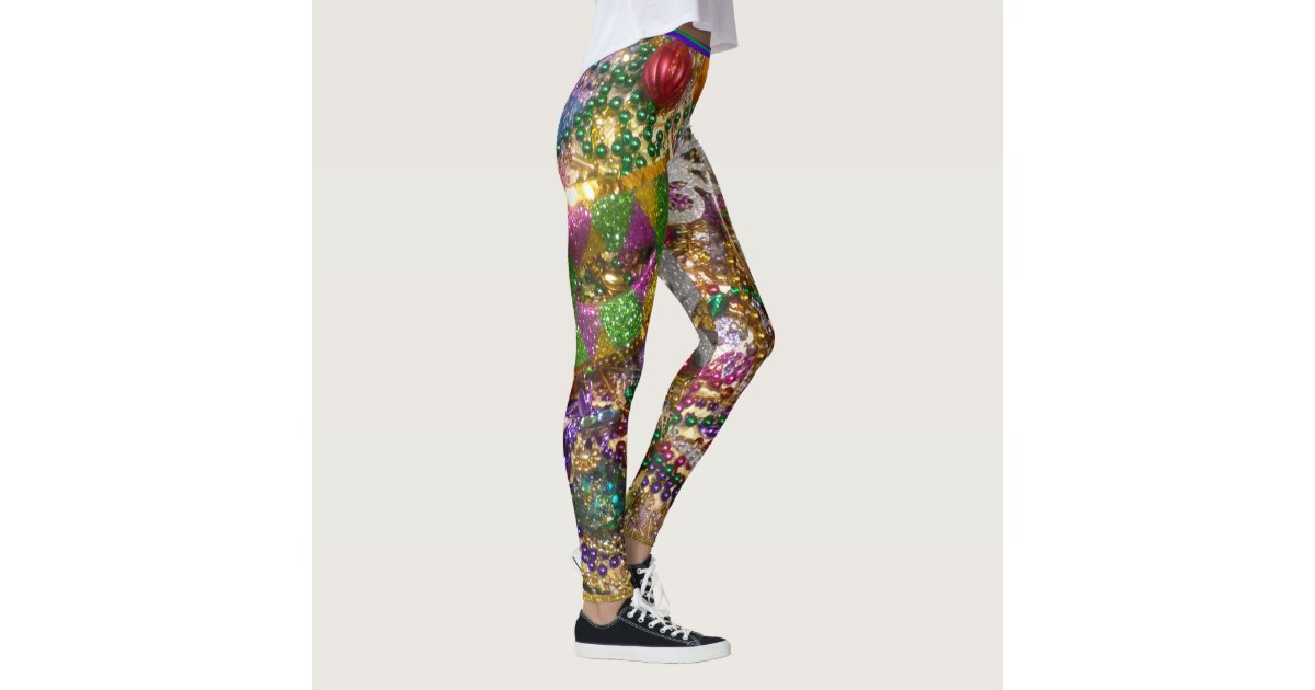 Mardi Gras Leggings Costume for Women With Carnival Pattern, Mardi Gras  Yoga Pants Outfit Workout Gift Clothing 