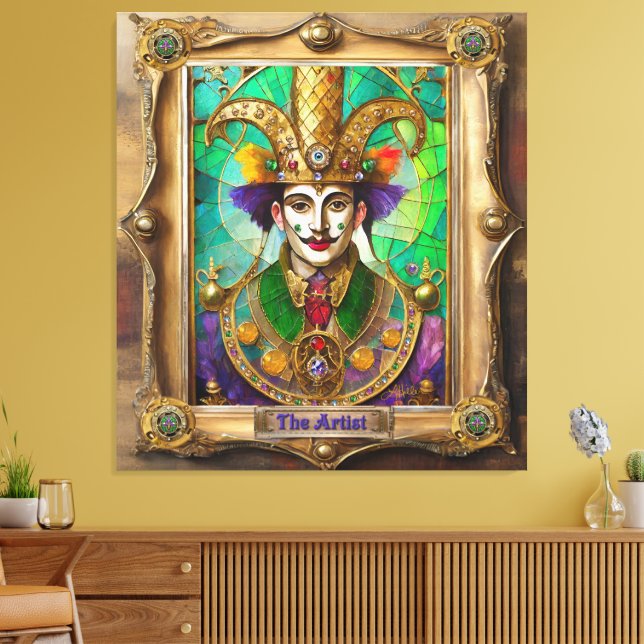 Mardi Gras Realm Portraits - The Artist Dali Canvas Print (Insitu(LivingRoom))