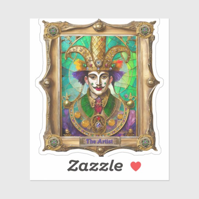 Mardi Gras Realm Portraits - The Artist Dali Sticker (Sheet)