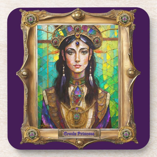 Mardi Gras Realm Portraits - The Creole Princess Beverage Coaster (Front)