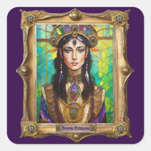 Mardi Gras Realm Portraits - The Creole Princess Square Sticker