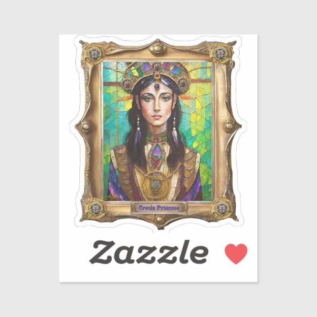 Mardi Gras Realm Portraits - The Creole Princess Sticker (Sheet)