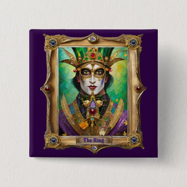 Mardi Gras Realm Portraits - The King Button (Front)