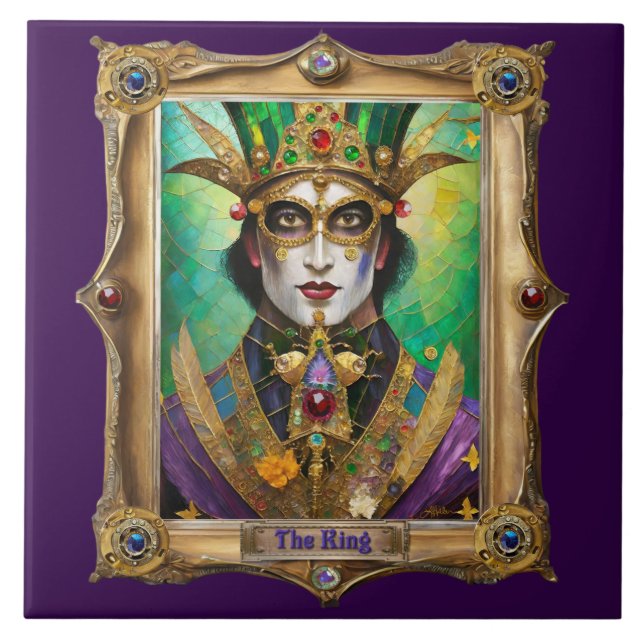 Mardi Gras Realm Portraits - The King Ceramic Tile (Front)