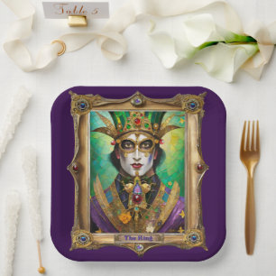 Mardi Gras Realm Portraits - The King Paper Plates