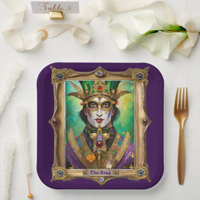 Mardi Gras Realm Portraits - The King Paper Plates (Wedding)