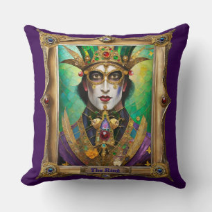 Mardi Gras Realm Portraits - The King Throw Pillow
