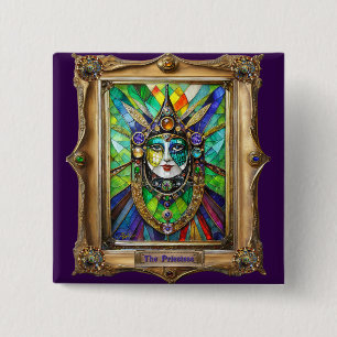 Mardi Gras Realm Portraits - The Priestess Button