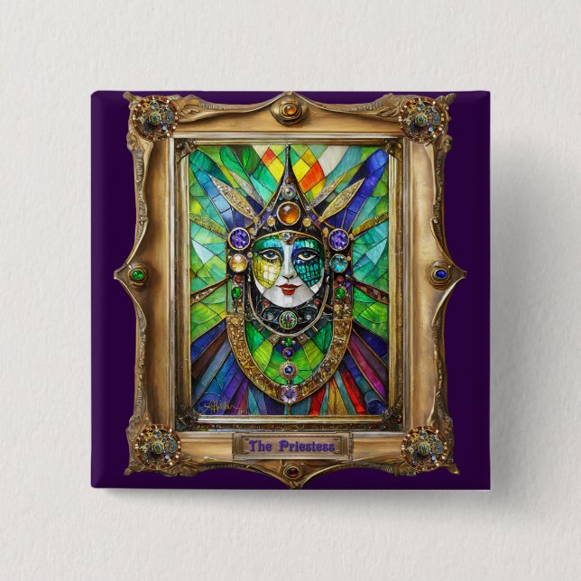 Mardi Gras Realm Portraits - The Priestess Button (Front)
