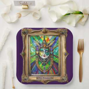 Mardi Gras Realm Portraits - The Priestess Paper Plates