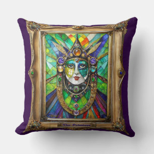 Mardi Gras Realm Portraits - The Priestess Throw Pillow