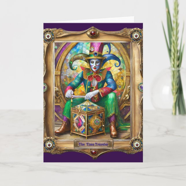 Mardi Gras Realm Portraits - The Time Traveler Card (Front)